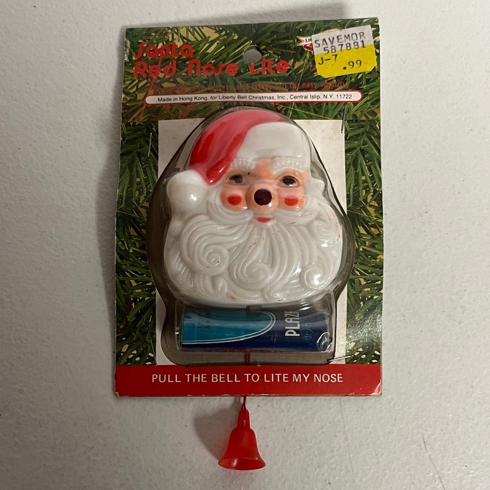Vintage Santa Claus Red Nose Lite Hong Kong Liberty Bell New Christmas Holiday